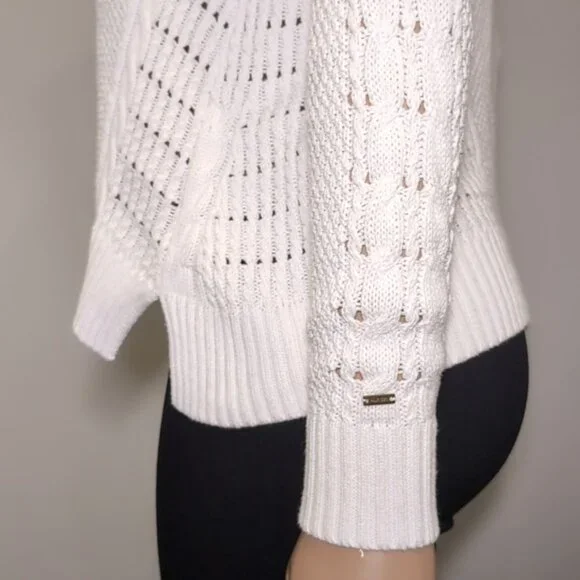 Tommy Hilfiger Cable Knit Sweater Cotton Slouchy Relaxed Fit Open Knit - Picture 6 of 11